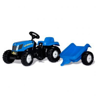 Веломобиль Rolly Toys Трактор с прицепом rollyKid NEW HOLLAND Синий (013074)
