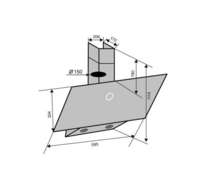 Вытяжка кухонная Ventolux MIRROR 60 BK (1000) TC