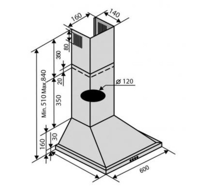 Вытяжка кухонная Ventolux LIDO 50 WH (700)