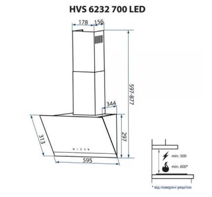 Вытяжка кухонная Minola HVS 6232 BL/INOX 700 LED