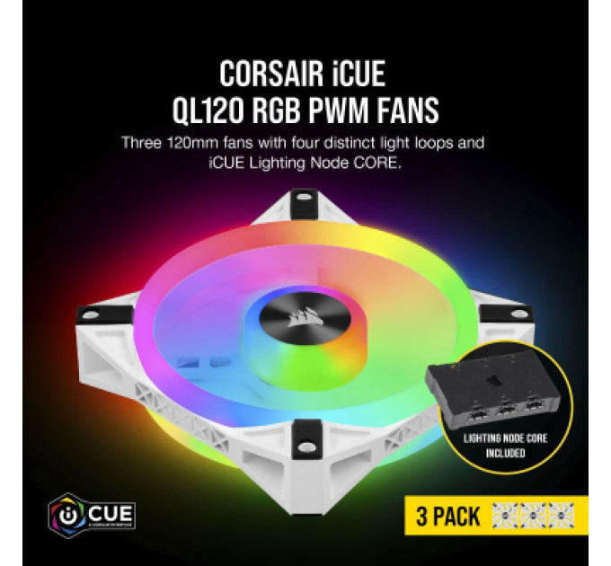 Кулер для корпуса Corsair QL Series, WHITE QL120 RGB (CO-9050104-WW)