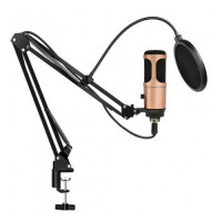 Микрофон студийный проводной для записи UKC-M900USB, штатив и поп-фильтр