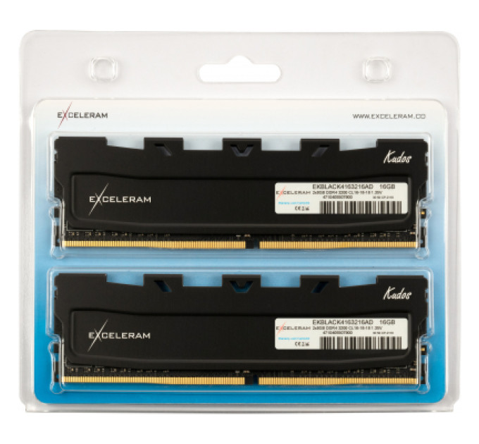 Модуль памяти для компьютера DDR4 16GB (2x8GB) 3200 MHz Kudos Black eXceleram (EKBLACK4163216AD)