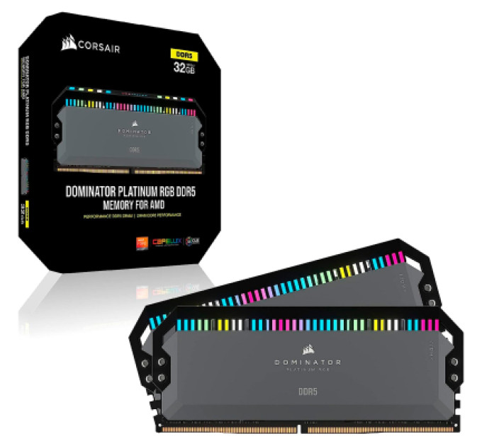 Модуль памяти для компьютера DDR5 32GB (2x16GB) 6000 MHz Dominator Platinum RGB Gray Corsair (CMT32GX5M2D6000Z36)