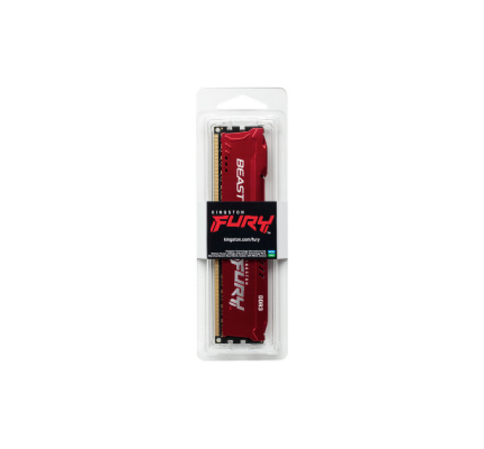 Модуль памяти для компьютера DDR3 8GB 1866 MHz Fury Beast Red Kingston Fury (ex.HyperX) (KF318C10BR/8)