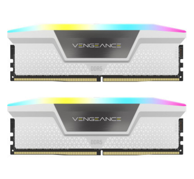 Модуль памяти для компьютера DDR5 32GB (2x16GB) 6400 MHz Vengeance RGB White Corsair (CMH32GX5M2B6400C36W)