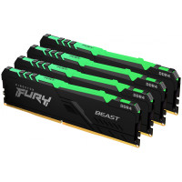 Модуль памяти для компьютера DDR4 64GB (4x16GB) 3200 MHz Beast RGB Black Kingston Fury (ex.HyperX) (KF432C16BB1AK4/64)