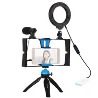 Набор блогера Puluz 4in1 (ring light, mount, phone holder, microphone) (PKT3025L)