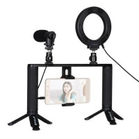 Набор блогера Puluz 4in1 (ring light, mount, phone holder, microphone) (PKT3028)