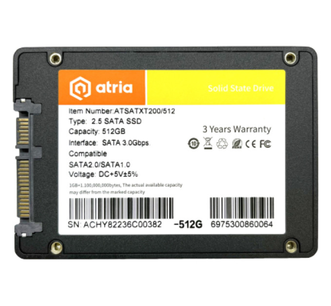 Накопитель SSD 2.5" 512GB XT200 ATRIA (ATSATXT200/512)