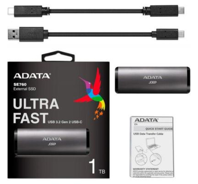 Накопитель SSD USB 3.2 512GB ADATA (ASE760-512GU32G2-CTI)