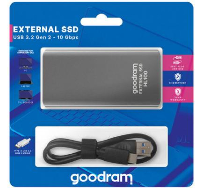 Накопитель SSD USB 3.2 512GB HL100 Goodram (SSDPR-HL100-512)