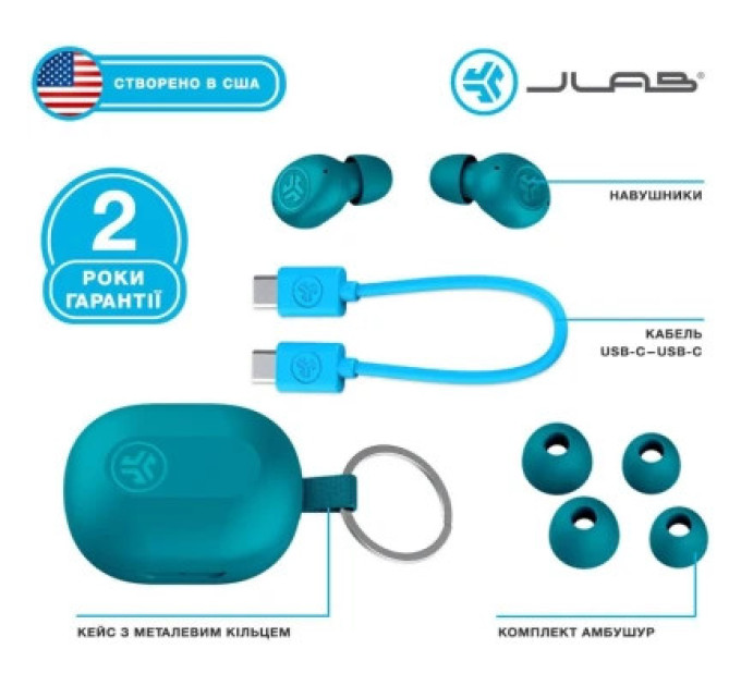 Наушники Jlab JBuds Mini Aqua Teal (IEUEBJBMINIRAQUA124)