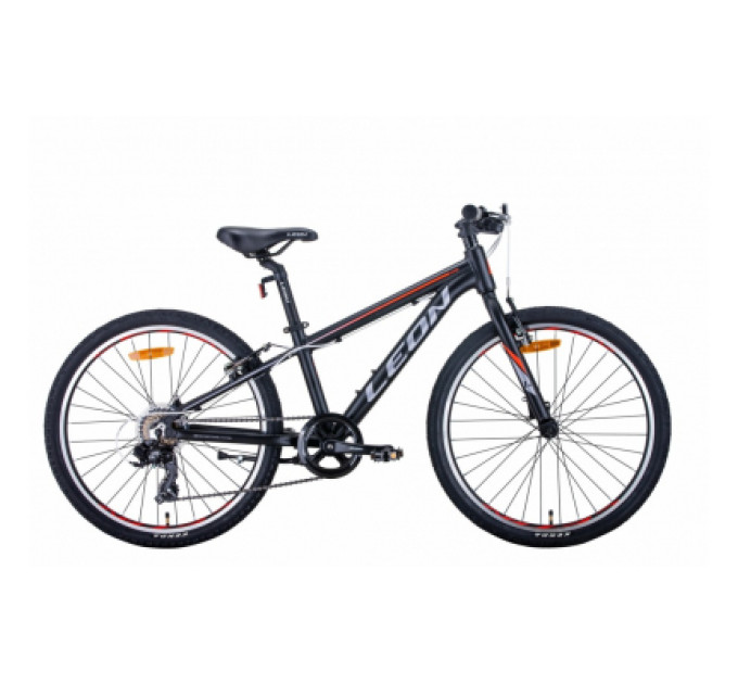 Велосипед Leon 24" JUNIOR рама-12" 2021 Black/Orange (OPS-LN-24-063)